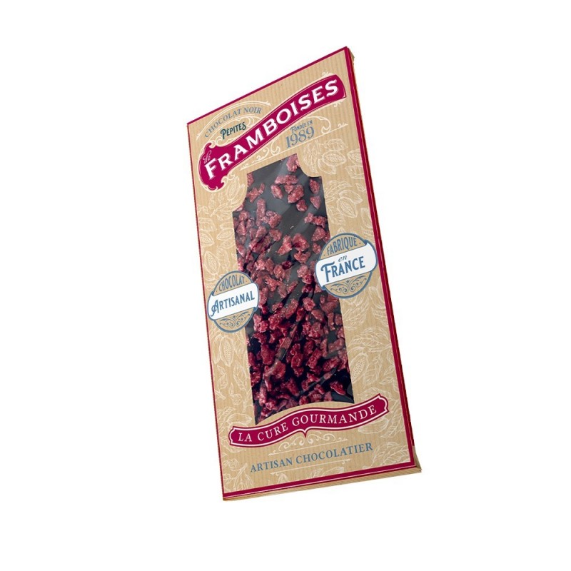 PE292 - TABLETTE CHOCOLAT NOIR PEPITES FRAMBOISE