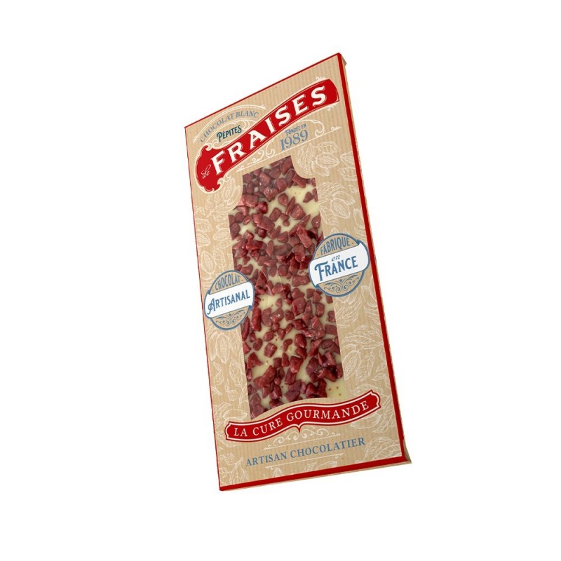 PE291- TABLETTE CHOCOLAT BLANC PEPITES FRAISE