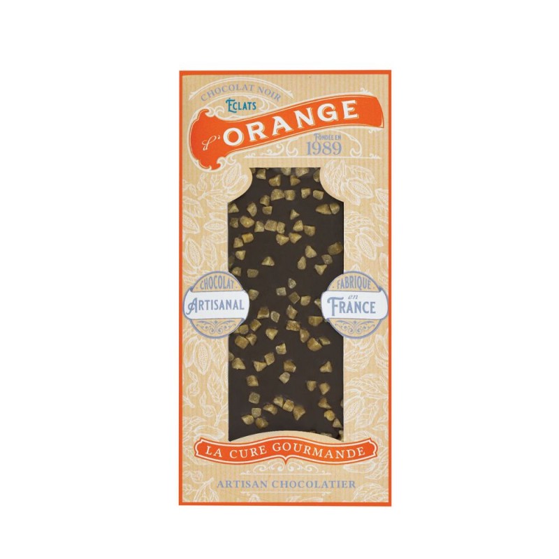 PE288 - TABLETTE DE CHOCOLAT NOIR ET SES ECLATS D'ORANGES (x30)