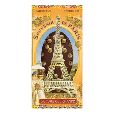 PE829 - TABLETTE DE CHOCOLAT PARIS NOIR ET DRAGEES